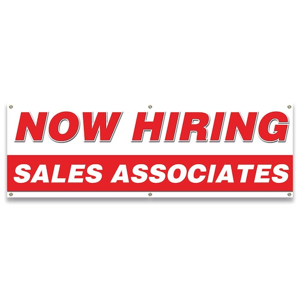 Now Hiring Sales Associates Banner Apply Inside Accepting Application Single Sided